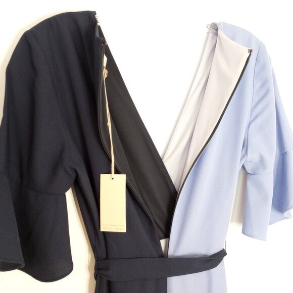 Hutch Blue Colorblock Faux-Wrap Midi Dress - Picture 8 of 10